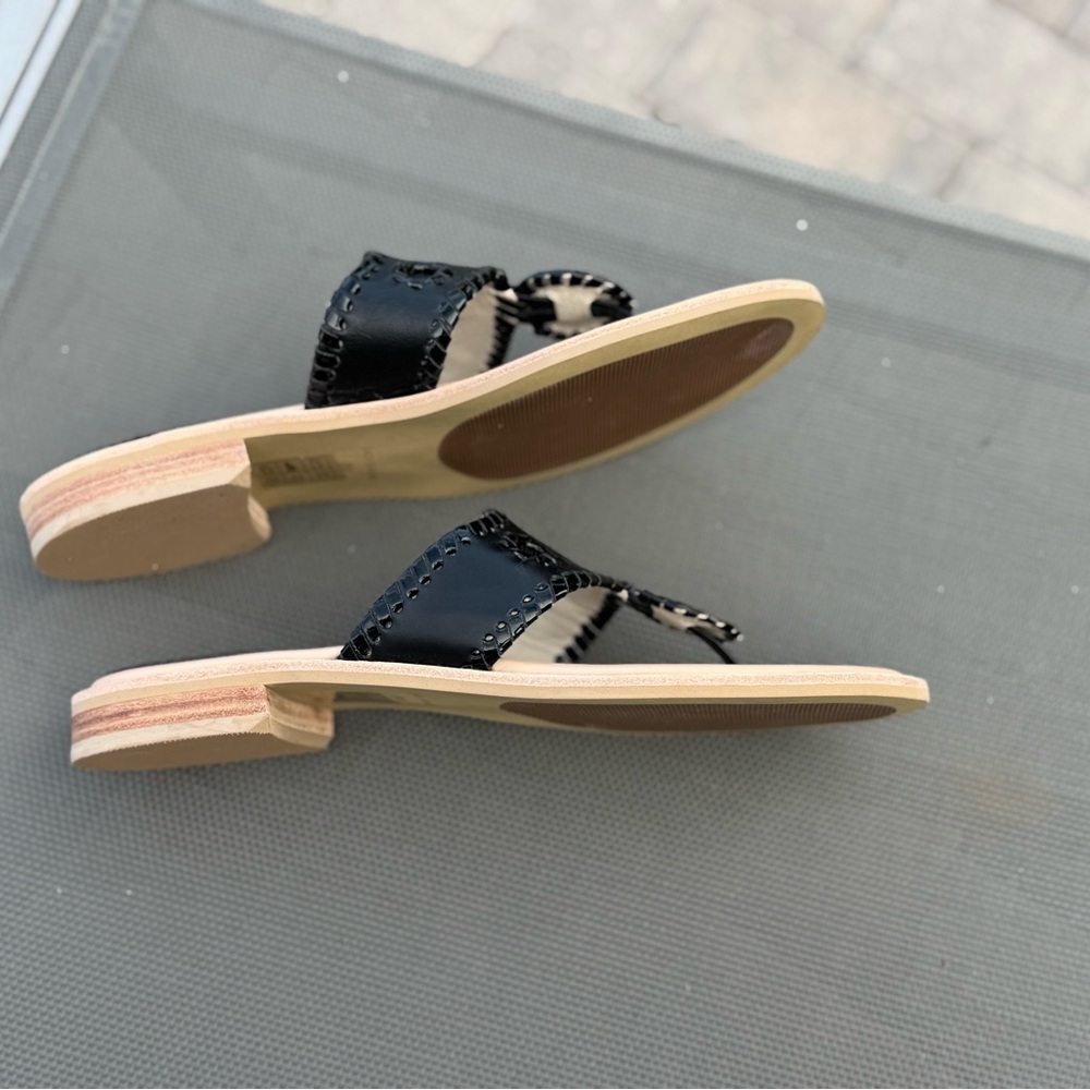 NEW Jack Rogers Black Leather Sandals - size 8M - Picture 4 of 4